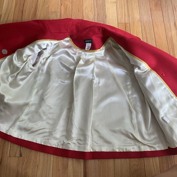 J.Crew Womens Coat Peacoat Red Cropped Wool Blend Size 6 EUC Button Up lined - Picture 8 of 13